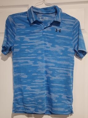Under Armour Blue & White Striped Boys' Performance Polo